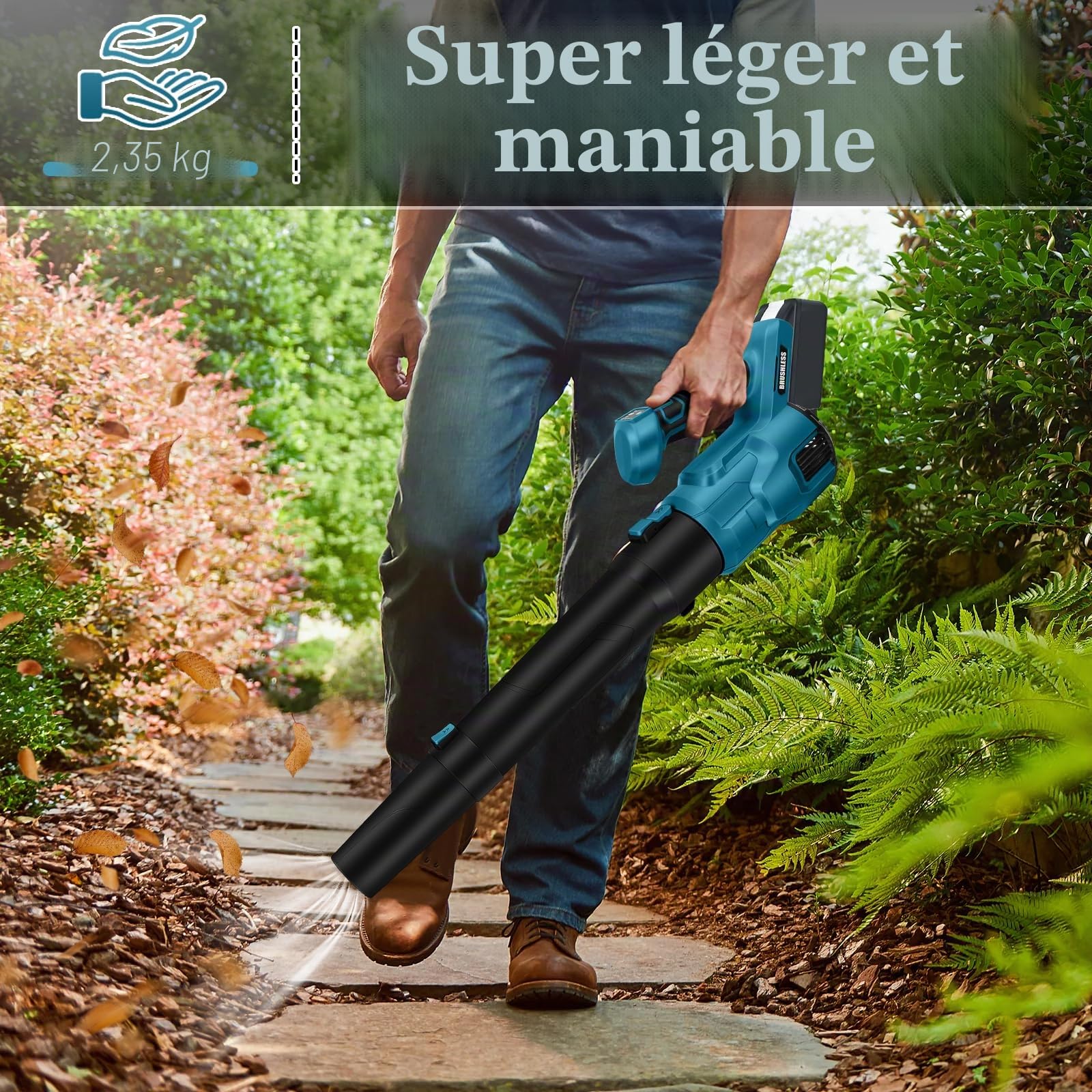 Souffleur à Feuilles sans Fil Compatible avec Makita 18 V,