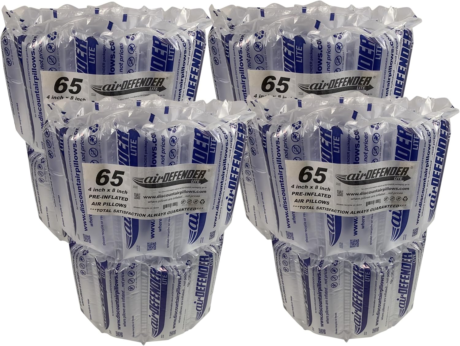 260 count 4x8 airDEFENDER air pillows 32 gallon 4.26 cubic feet void fill cushioning shipping packing package