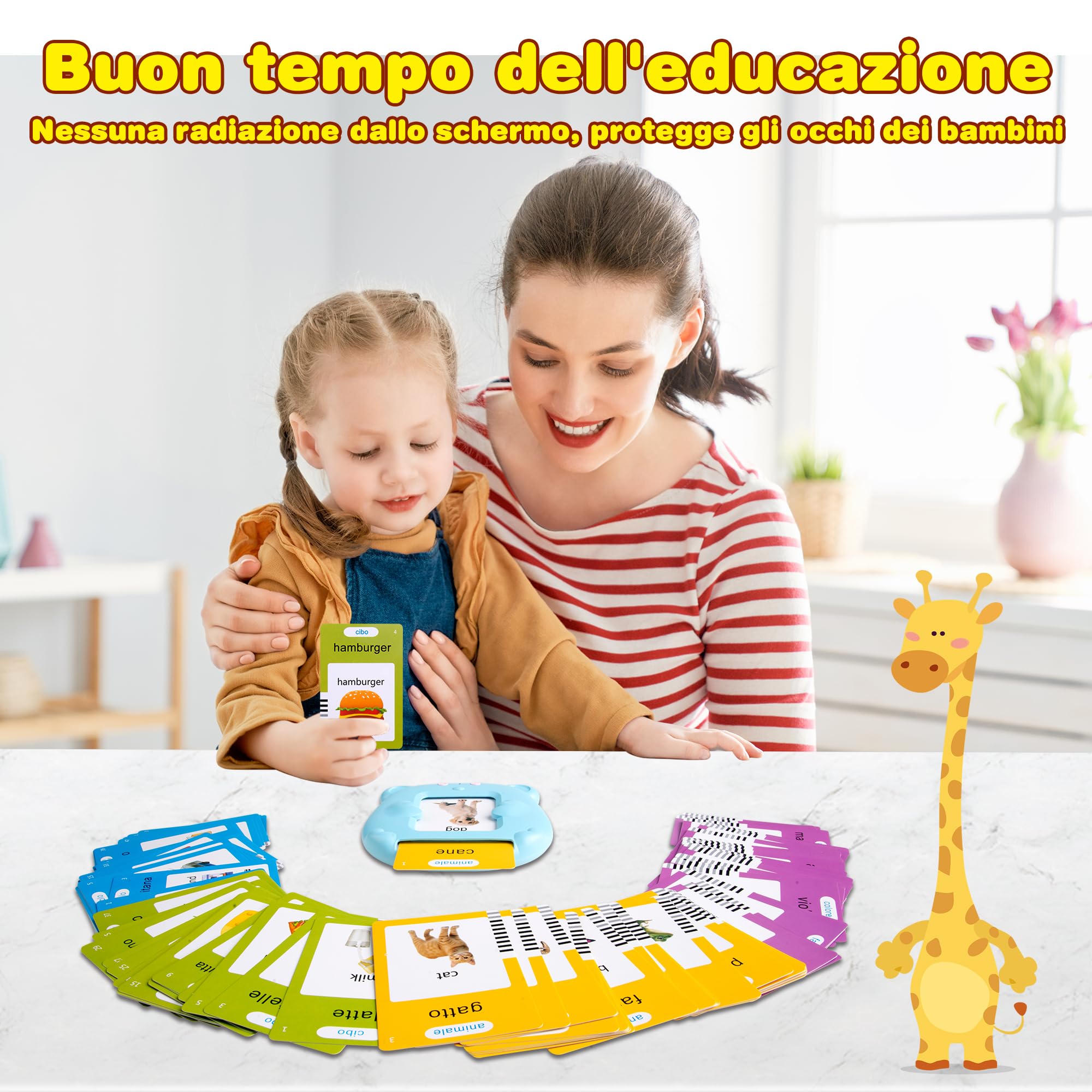 510 Parole Amico Vocabolo Gioco Italiano, Giochi Montessori 2 Anni, Giochi Bimbi 2-3 Anni, Regali Di Compleanno Giochi Di Autismo per Bambini Blu (Italiano/Inglese/Bilingua)