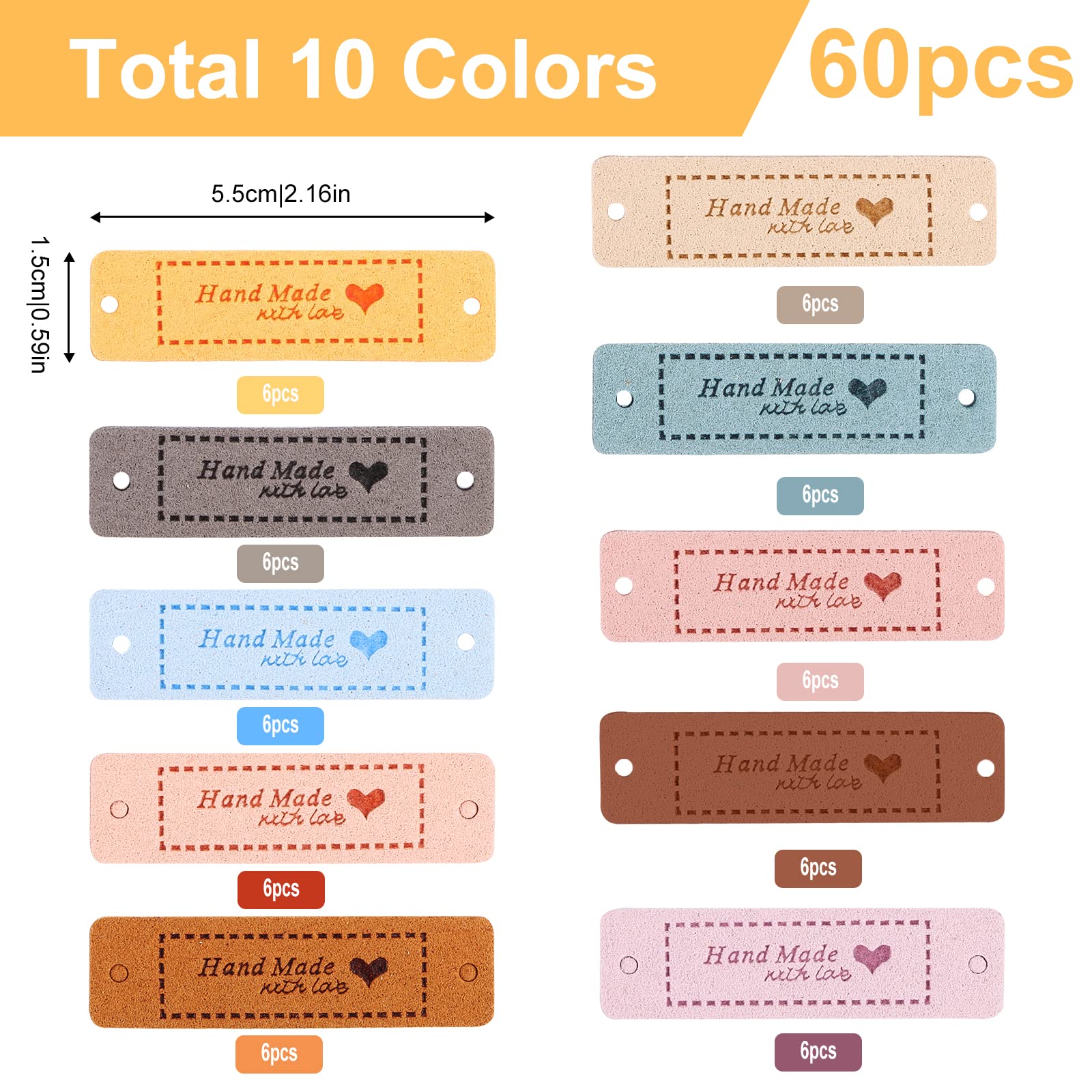 ETIQUETTE,07--Étiquettes En Cuir Faites à La Main Pour Vêtements, 20 Pièces, Avec Amour, Pour