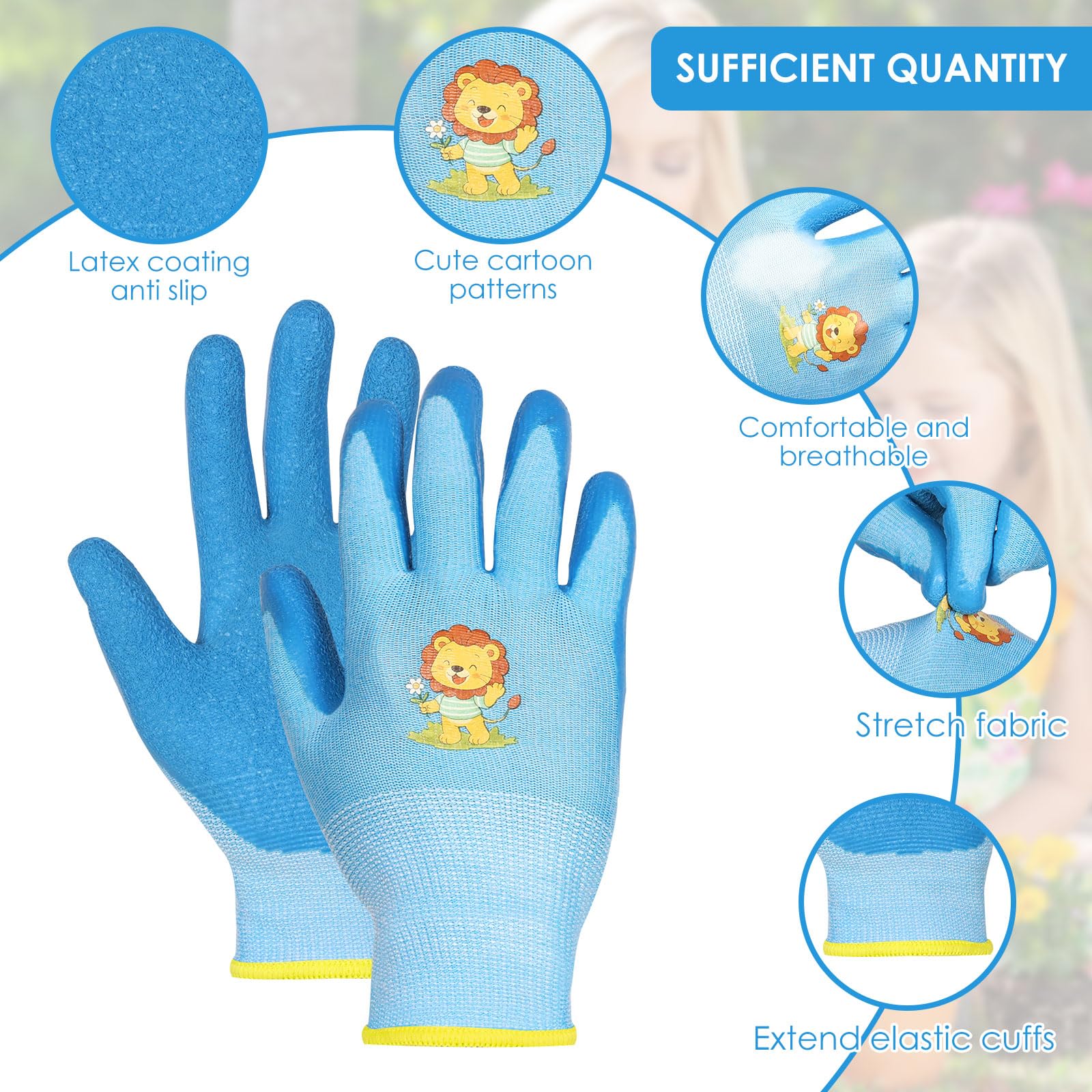 24 paia di guanti da lavoro per bambini, guanti da giardinaggio in tessuto elastico, guanti protettivi per bambini, con rivestimento sul palmo, per fai da te, per lavori domestici, pittura, attività