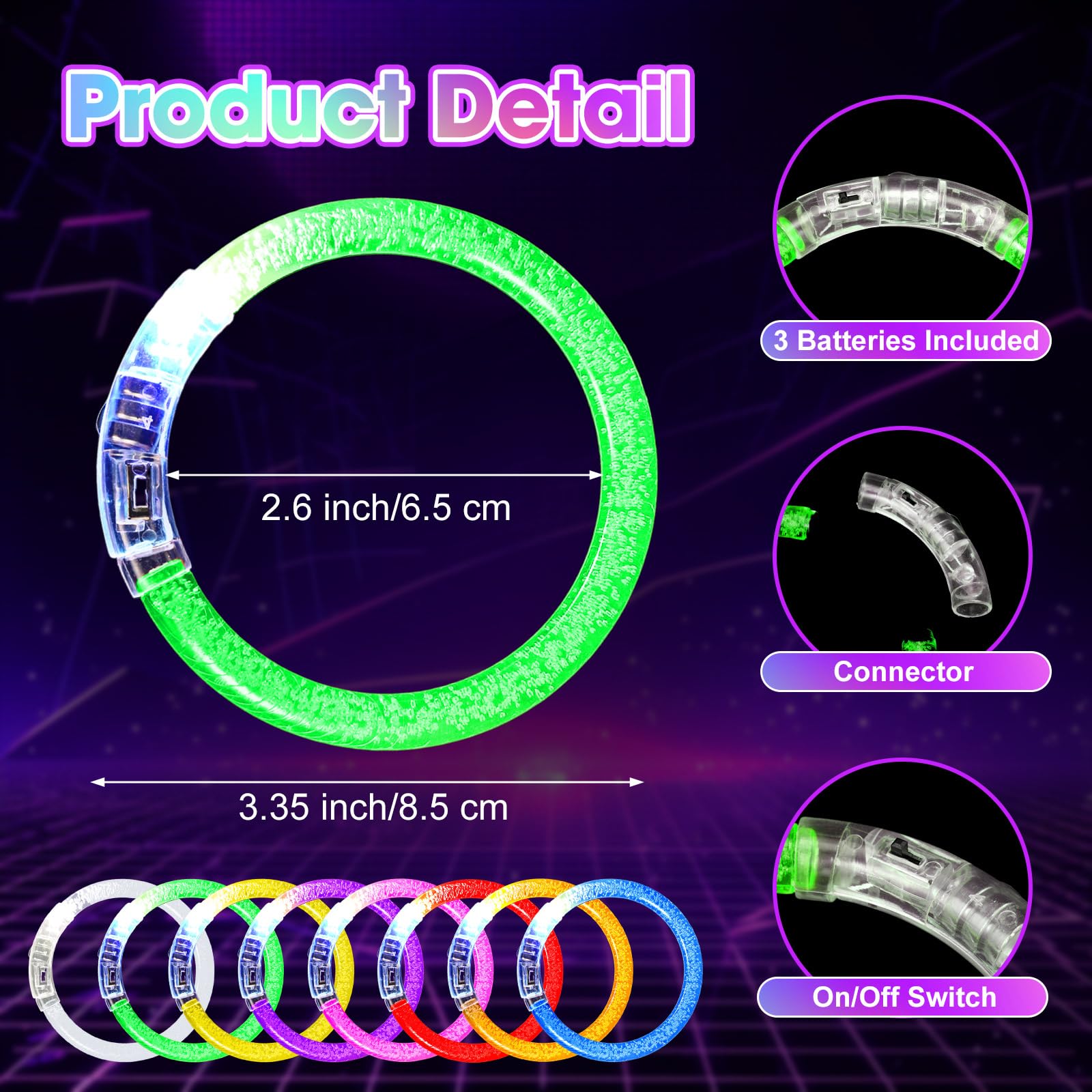 Honoson Suministros de fiesta que brillan en la oscuridad, gafas iluminadas, pulseras LED, regalo intermitente de neón para adultos