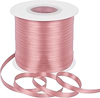 Vista 194 de Cinta de satén rosa polvoriento de doble cara, 3/8 pulgadas x 50 yardas, cintas de poliéster rosa polvoriento para envolver regalos, cinta de tela