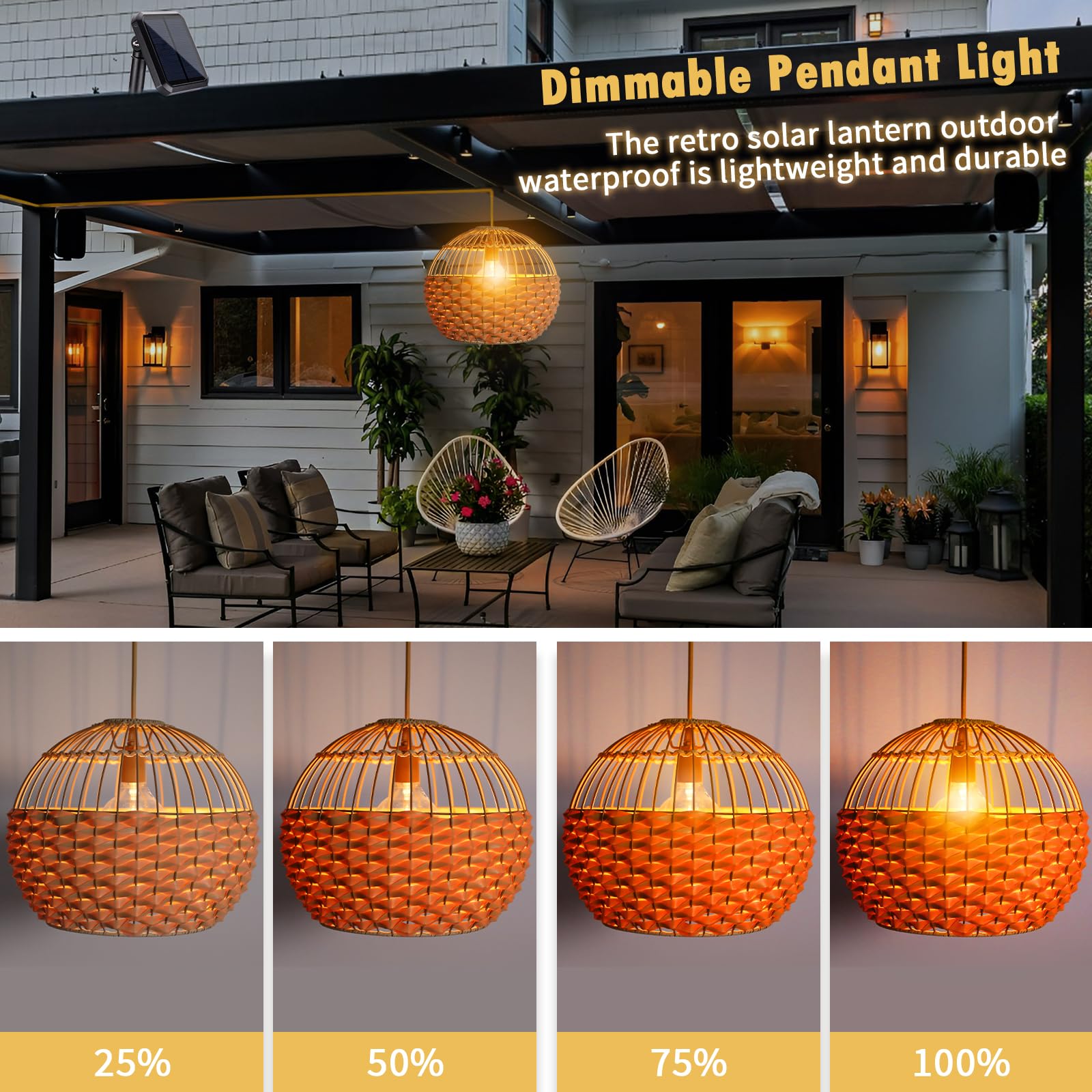 String Light Wicker Wicker Outdoor Light Ball Vigdur Rattan Ball String Lights, Boho
