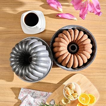 Orret Home 26 Cm Granit Döküm Kek Kalıbı Yapışmaz Kaplama Eşit Isı Dağılımı Sağlayan Fırın Uyumlu Kek ve Tatlı Kalıbı (26 Cm Diliml)