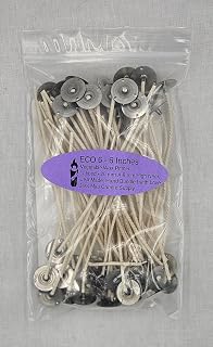 Professional ECO Candle Wicks with Vegetable Wax Primer, 6 Inches, Pre-Assembled, 50 Pack - USA Made (ECO 6 - Medium)