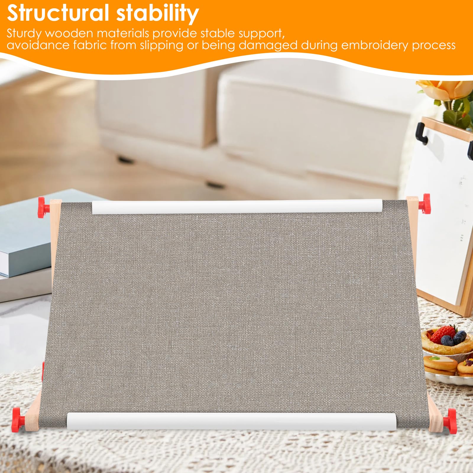 Support De Broderie En Bois Réglable Avec Cadre De Défilement