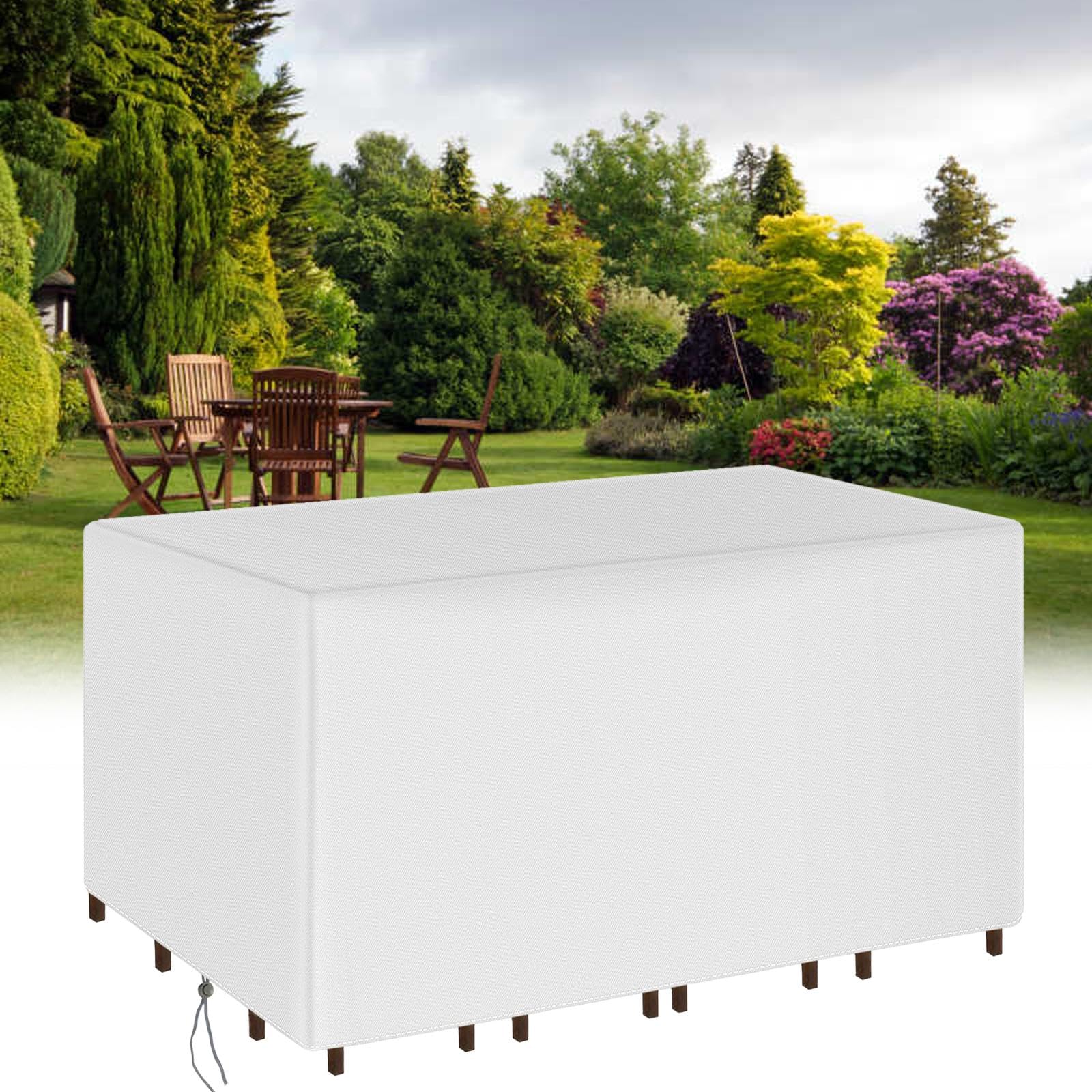 Housse de protection salon de jardin bâche étanche pour abriter vos repas de terrasse en hiver