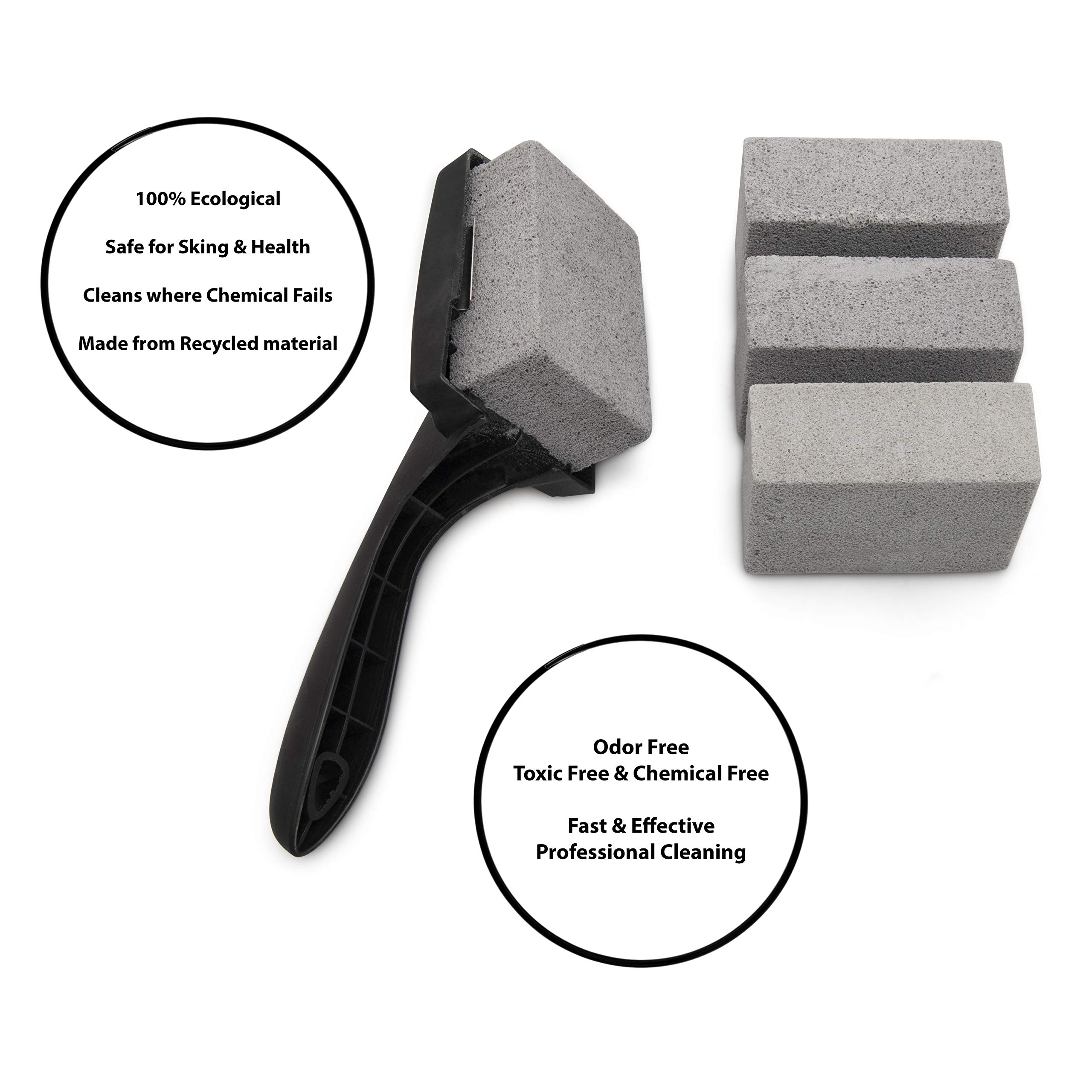 Collection Beyond Lot De 4 Pierres Ponces De Nettoyage Pour Barbecue Avec Poignée Noire Et Gants En Silicone