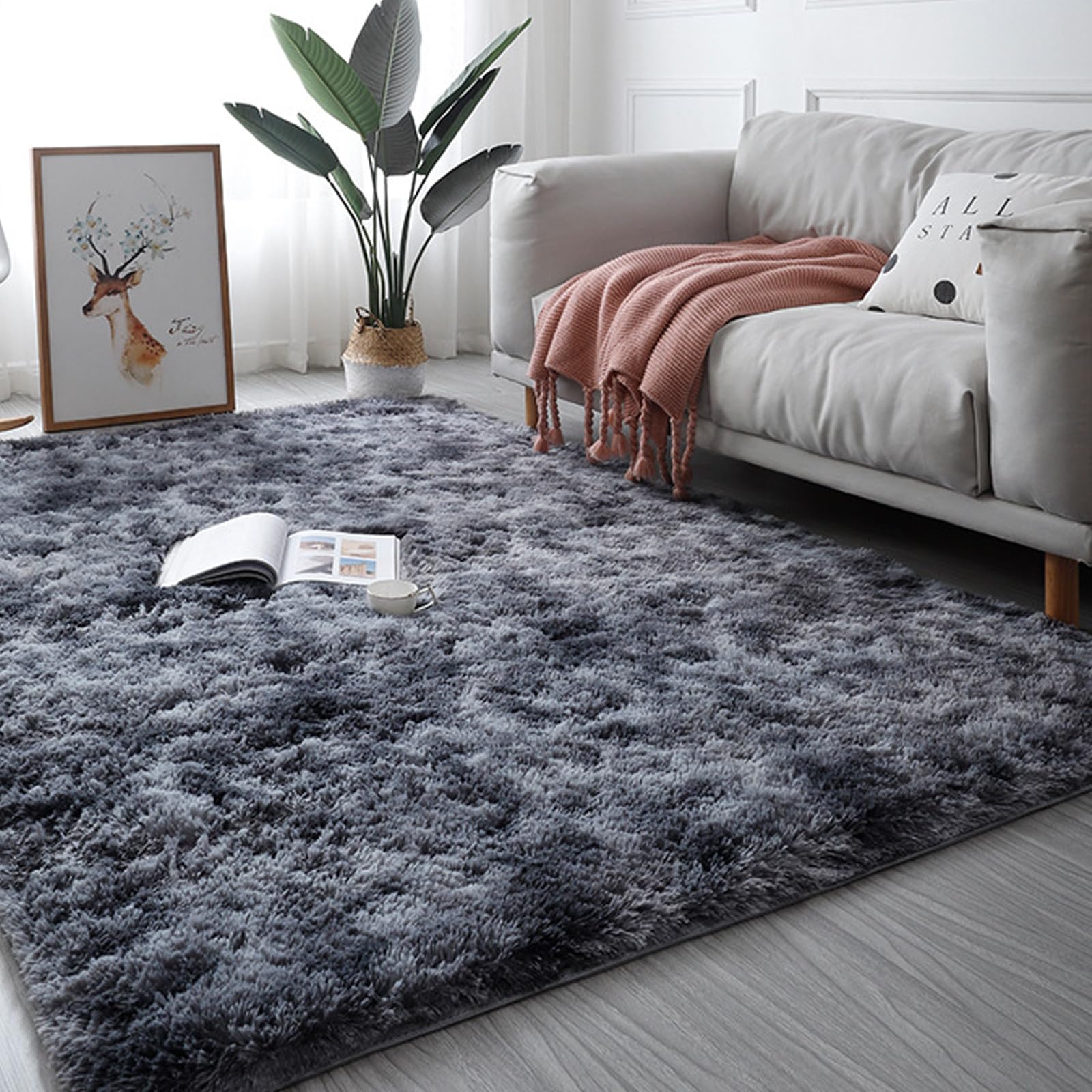 Rug, Soft Fluffy Carpets for Living Room, 1.5X2.4M, Large Grass Carpet(B,4ft*6ft)