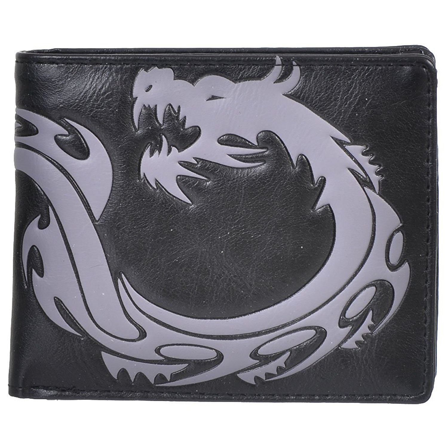 Shag Wear Men's Vegan Leather Iconic Prints Slim Bifold Wallet with 6 Credit Card Slots, Clear ID Window, and Zipper Coin Pocket, Dragon