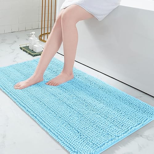 Miniatura 76 de Grandaily - Alfombras de baño de felpilla a rayas, extragruesas y absorbentes, antideslizantes, con fibras largas y suaves, lavables a máquina, para
