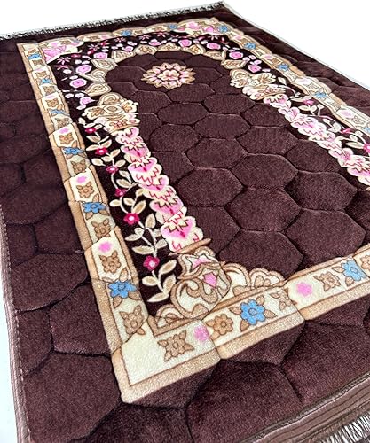 Tapete de oración musulmana, islámico, acolchado grueso, tapete de oración para hombres y mujeres, con cuentas de oración del Islam, para viajes