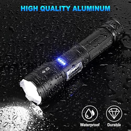 Miniatura 5 de Linternas LED recargables de alto lúmenes, 99,000 lúmenes, linterna súper brillante, 7 modos con luz de trabajo COB, potente luz de flash para