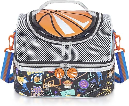 Miniatura 10 de Bolsa de almuerzo aislada de doble piso para niños, bolsa de comida grande para el regreso a la escuela, para niños, niñas, hombres y mujeres, con