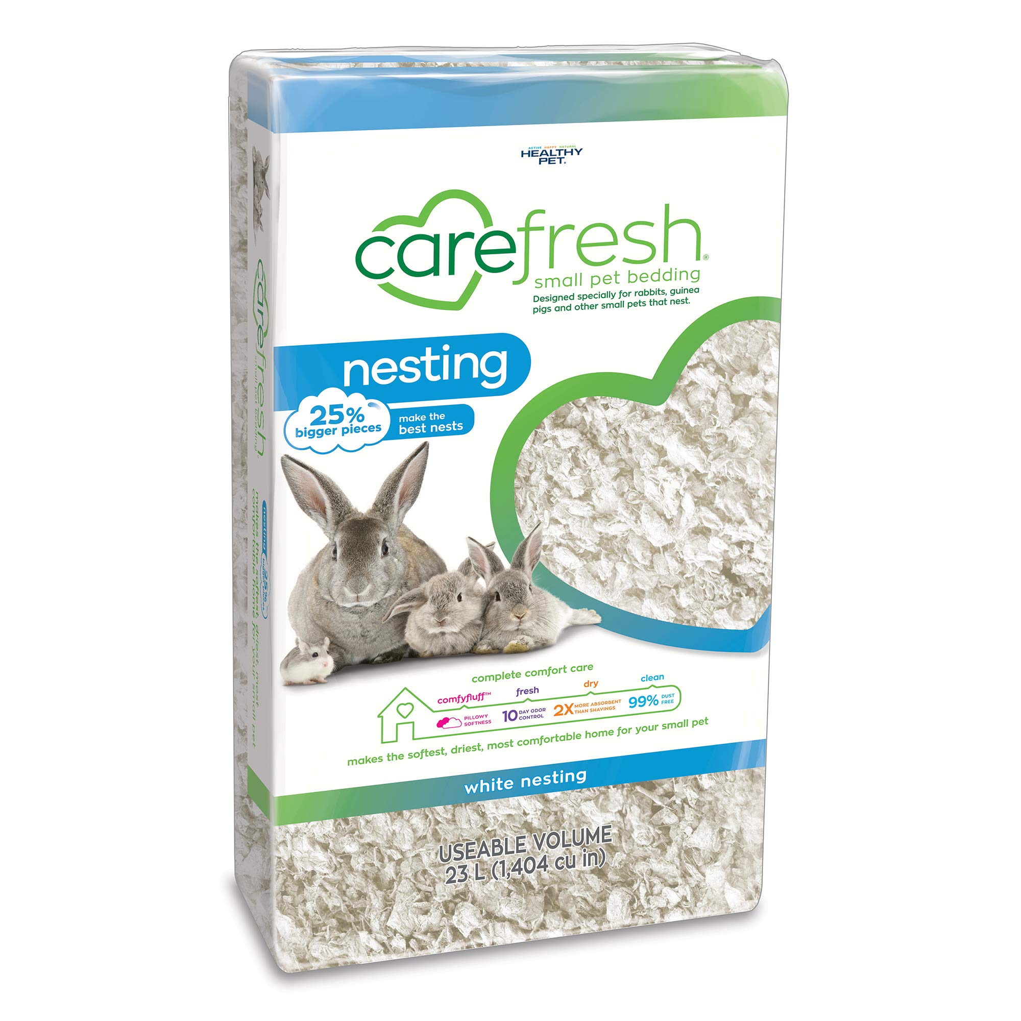 Carefresh 99% Dust-Free White Natural Paper Nesting Small Pet Bedding with Odor Control, 23 L