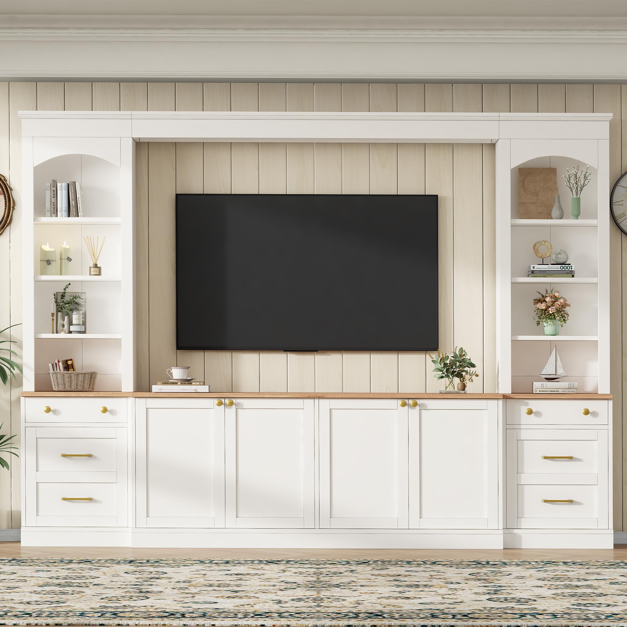 Merax Farmhouse 106-Inch Arched Entertainment Wall Unit Set with Adjustable Shel — product photo