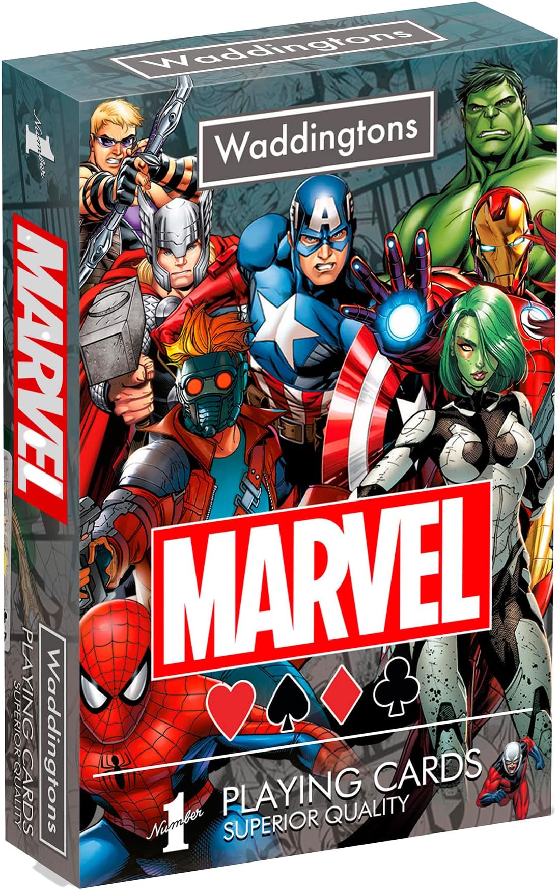 Waddingtons Number 1 Marvel Universe Playing Card Game, play with your favourite superheroes including Iron Man, Spider-Man and Captain America, gift and toy for boys, girls and adults Aged 6 plus