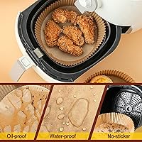 Vista 4 de Forro de papel desechable para freidora de aire, tamaño grande de 8 pulgadas, antiadherente, desechable, papel de hornear para freidora de aire, a