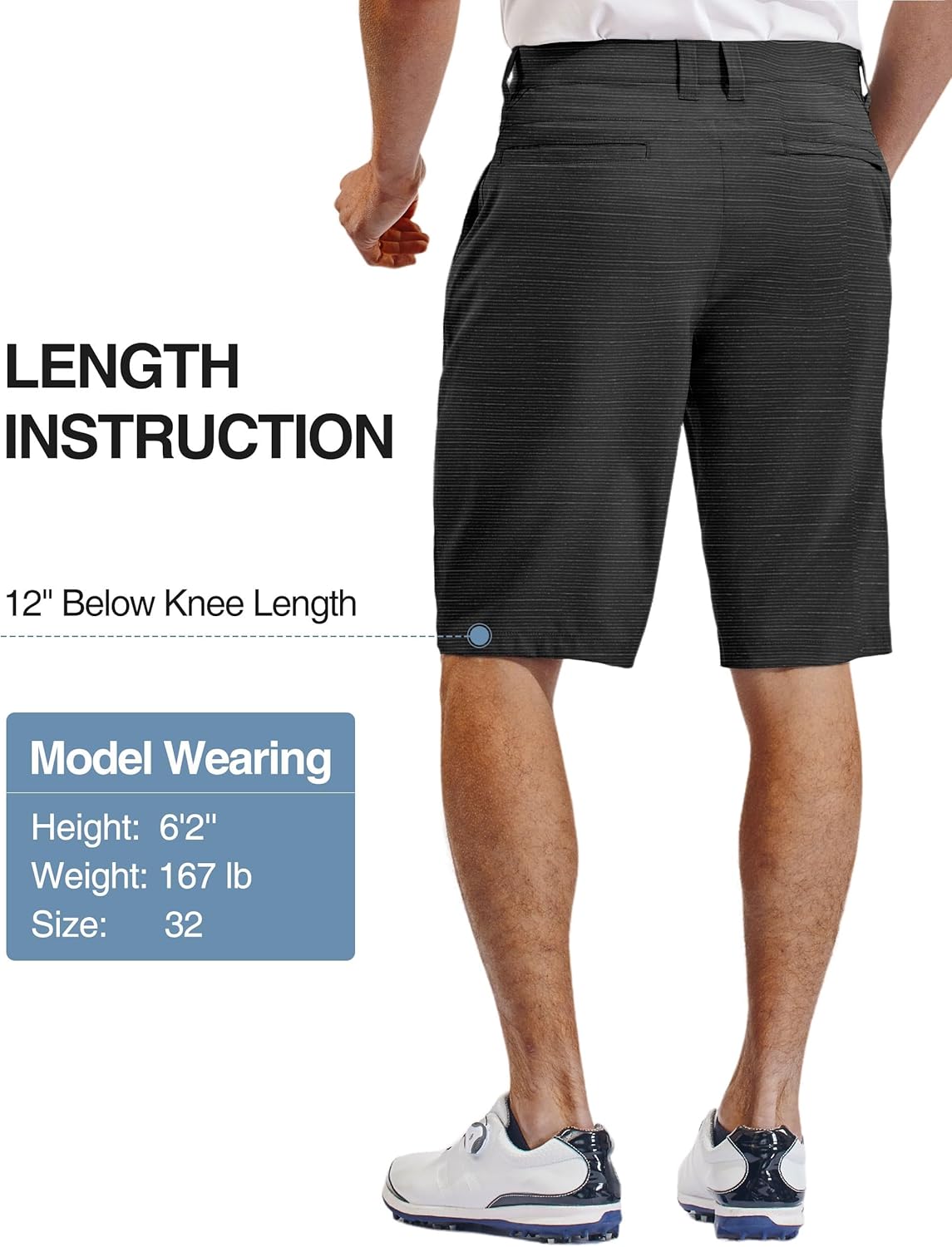 PULI Mens Golf Hiking Shorts Lightweight Casual Dress 12"/10" Inseam Work Stretch Travel Hybrid Quick Drying with Pockets - Image 2