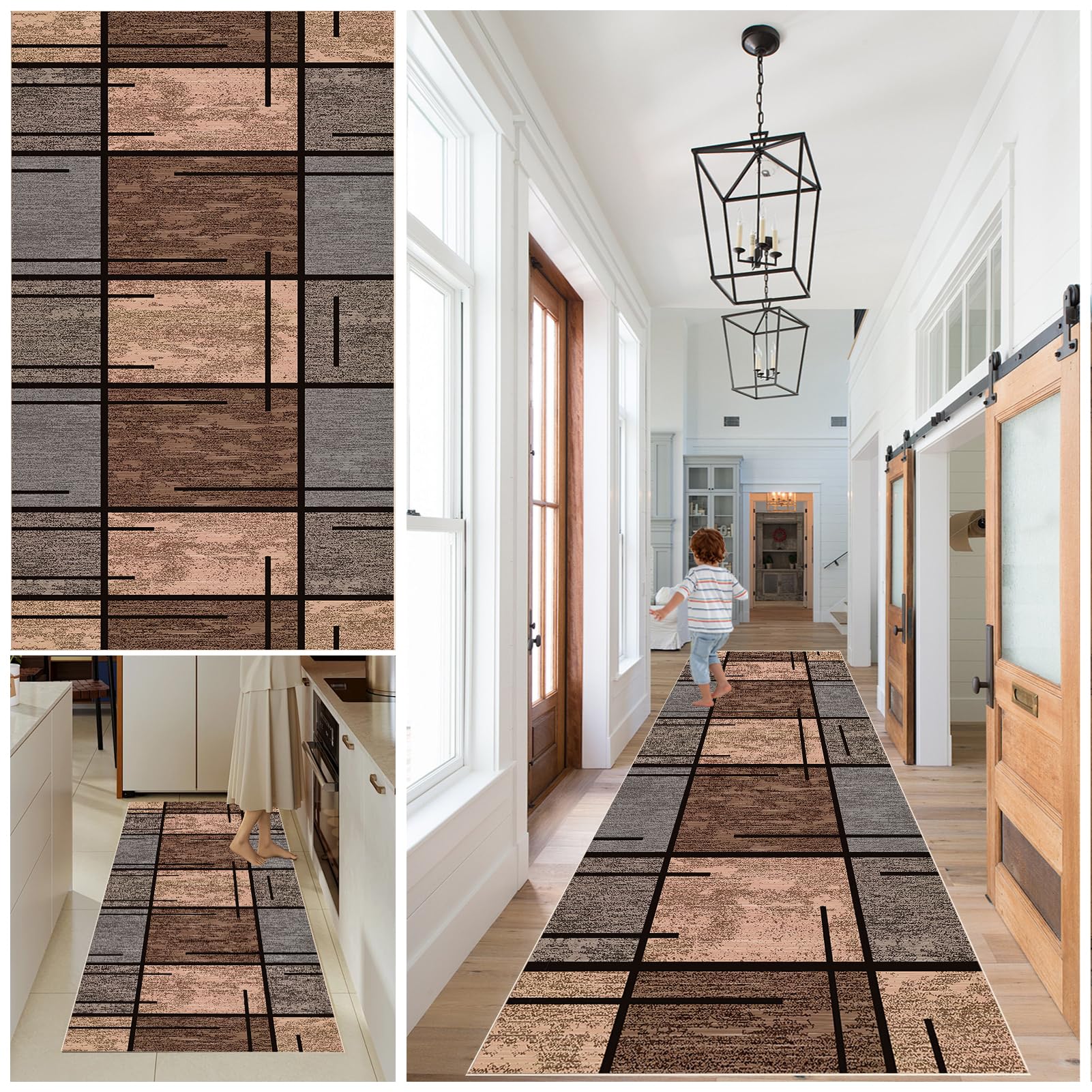 Long Hallway Runner Rug Non Slip Washable Carpet Runners for Kitchen Runner Rugs for Hallway Carpet Floor Mat Hall Runner Narrow Rug Runner Entryway Indoor Door Mat carpet runners 80 x 420 cm