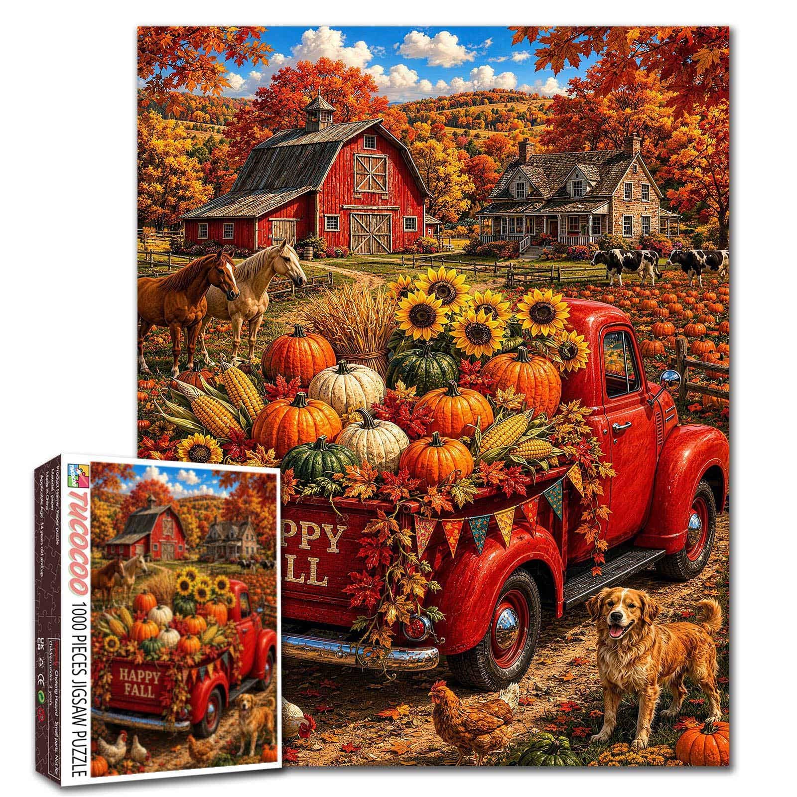 Harvest Festival Jigsaw Puzzles 1000 Pieces for Adults, Families(Thanksgiving,Farm Life,Country Landscape) Pieces Fit Together Perfectly 19.7''x27.6''inch Frameable Freedom Puzzle Art โ image 1