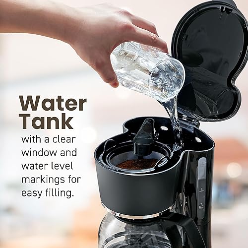 Miniatura 3 de Elite Gourmet EHC-5055 Cafetera automática de 5 tazas de preparación y goteo con filtro reutilizable Pause N Serve, interruptor de