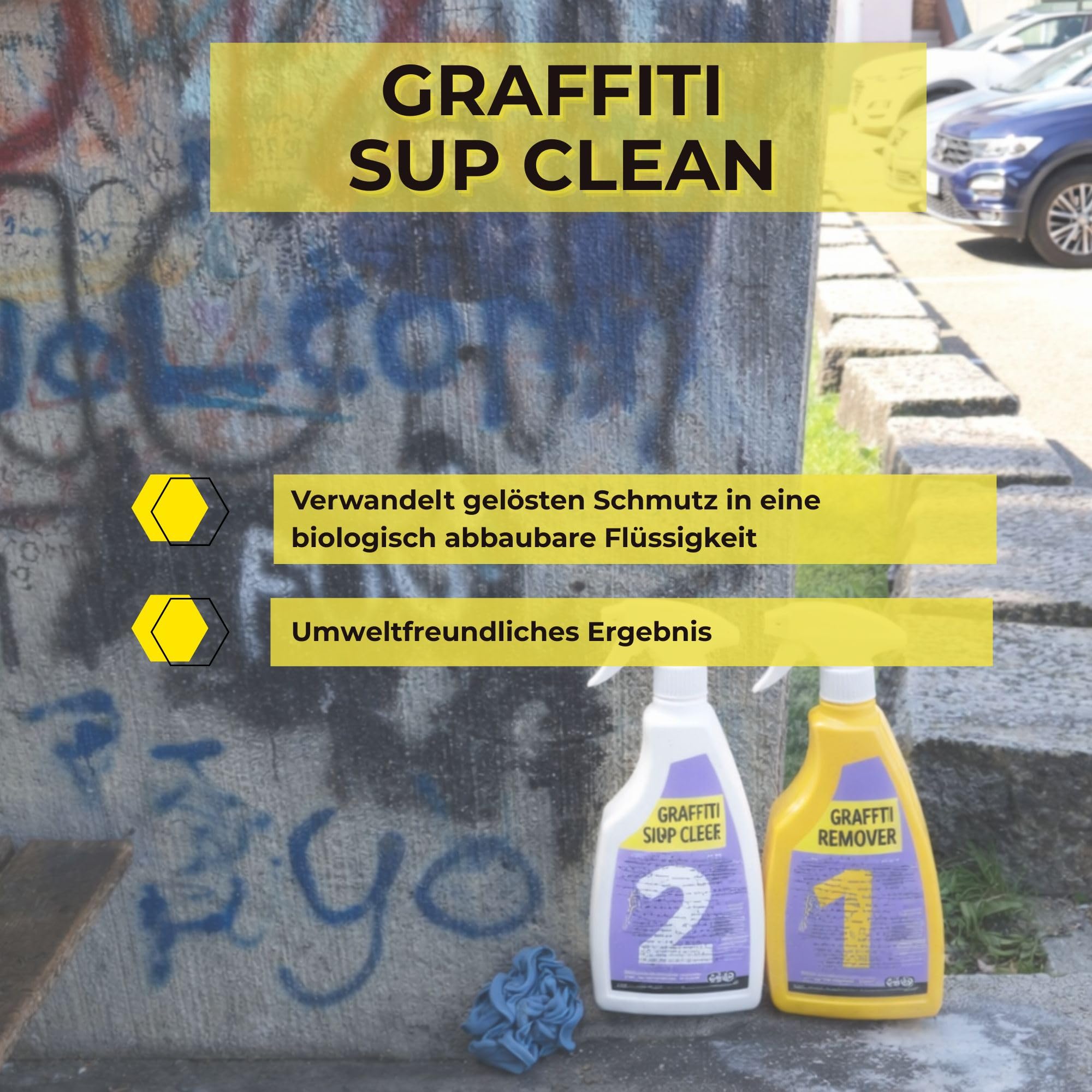 INNOTEC Graffiti Sup Clean 500 ml – Spezialreiniger zur Nachbehandlung nach der Graffiti-Entfernung – entfernt Farb-& Reinigungsrückstände schonend – ideal für Metall, Beton, Kunststoff & Außenflächen