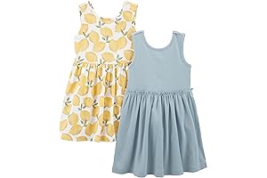 Girls Size 6-7 Short-Sleeve and Sleeveless Summer Dress Sets, Pack of 2