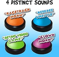 Vista 5 de Teacher's Choice Paquete de 4 zumbadores de juego con sonidos fuertes únicos para cada zumbador Ideal para juegos de trivia, peleas familiares