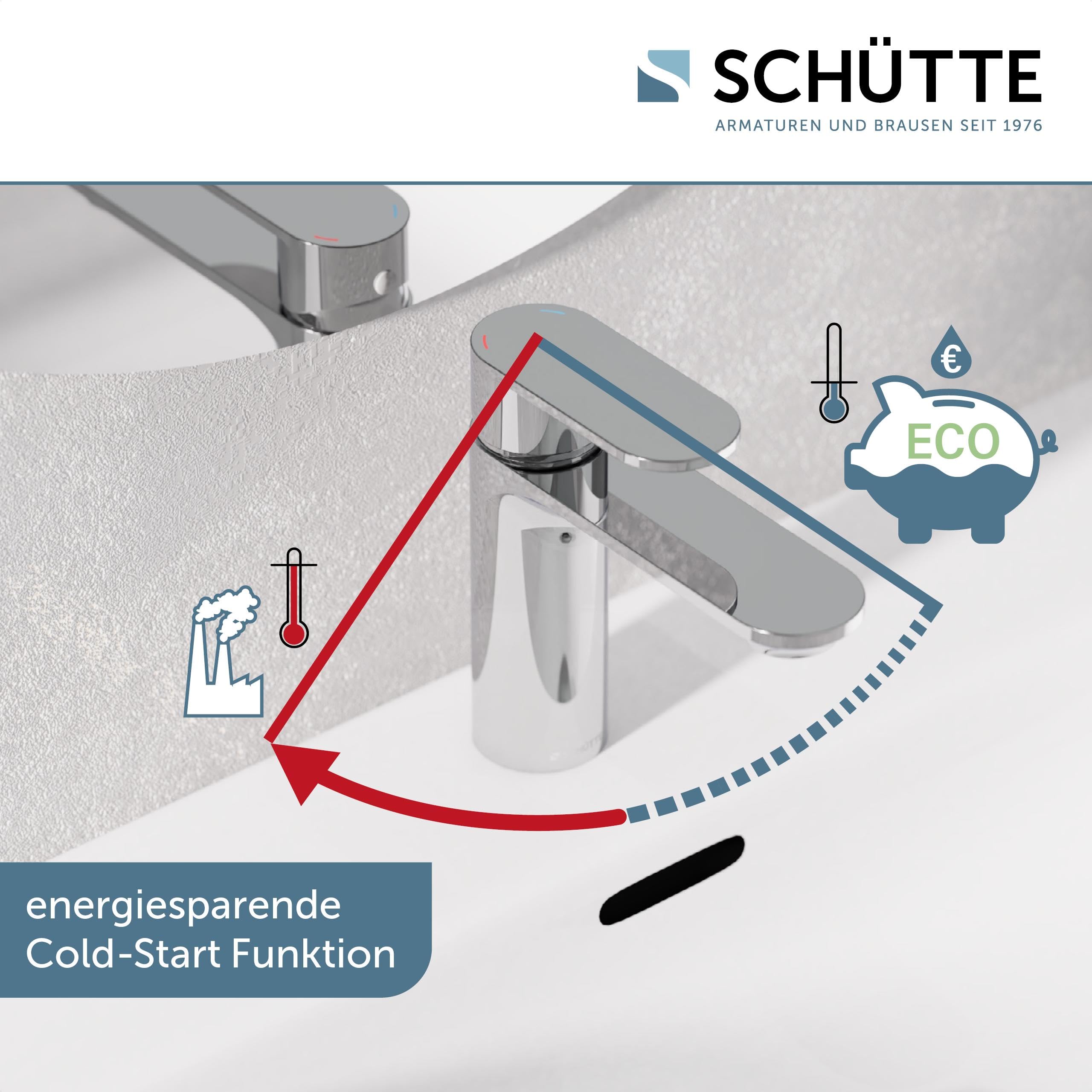 SCHÜTTE Waschtischarmatur MONTANA 32310, Wasserhahn Bad mit Ablaufgarnitur, Armatur Badezimmer, Einhebelmischer Badezimmer mit Pop Up Abflussstopfen, Mischbatterie Waschbecken, Chrom