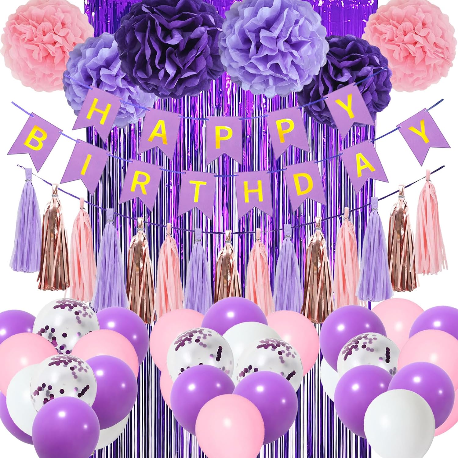 Purple Birthday Party Decorations for Girl Women Purple