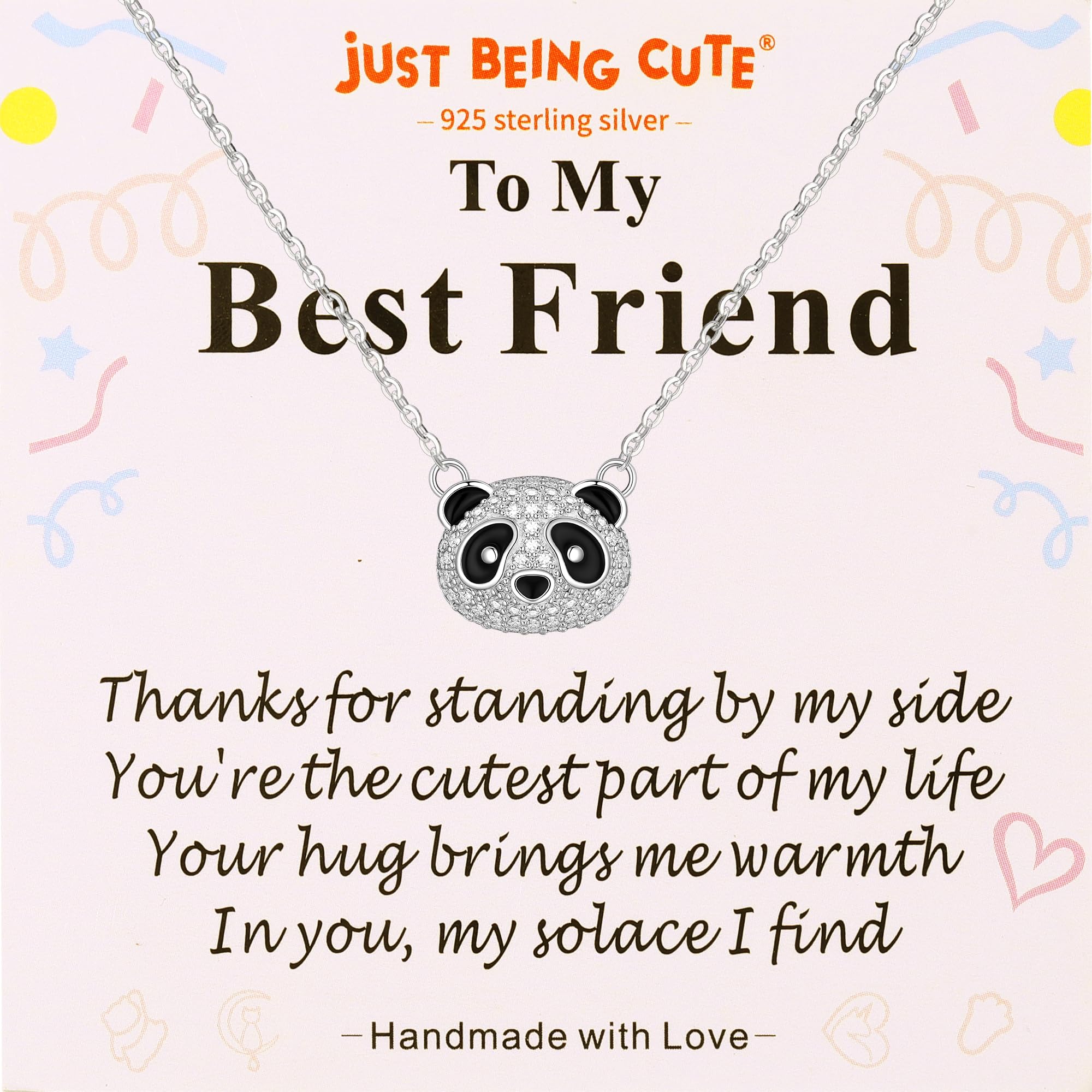 Panda Necklace for Women, 925 Sterling Silver Cubic Zirconia Hypoallergenic Cute Necklaces Jewelry Panda Gift for Girlfriend Ladies, Teen Girl