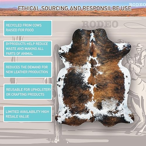 Miniatura 4 de rodeo Alfombra de piel de vaca auténtica, alfombra grande para sala de estar y dormitorio, alfombras occidentales para un ambiente natural de