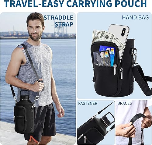 Miniatura 6 de AEXPF Botella de agua aislada de 64 onzas con tapa de tres usos, botella de agua de doble pared de acero inoxidable al vacío de boca ancha con