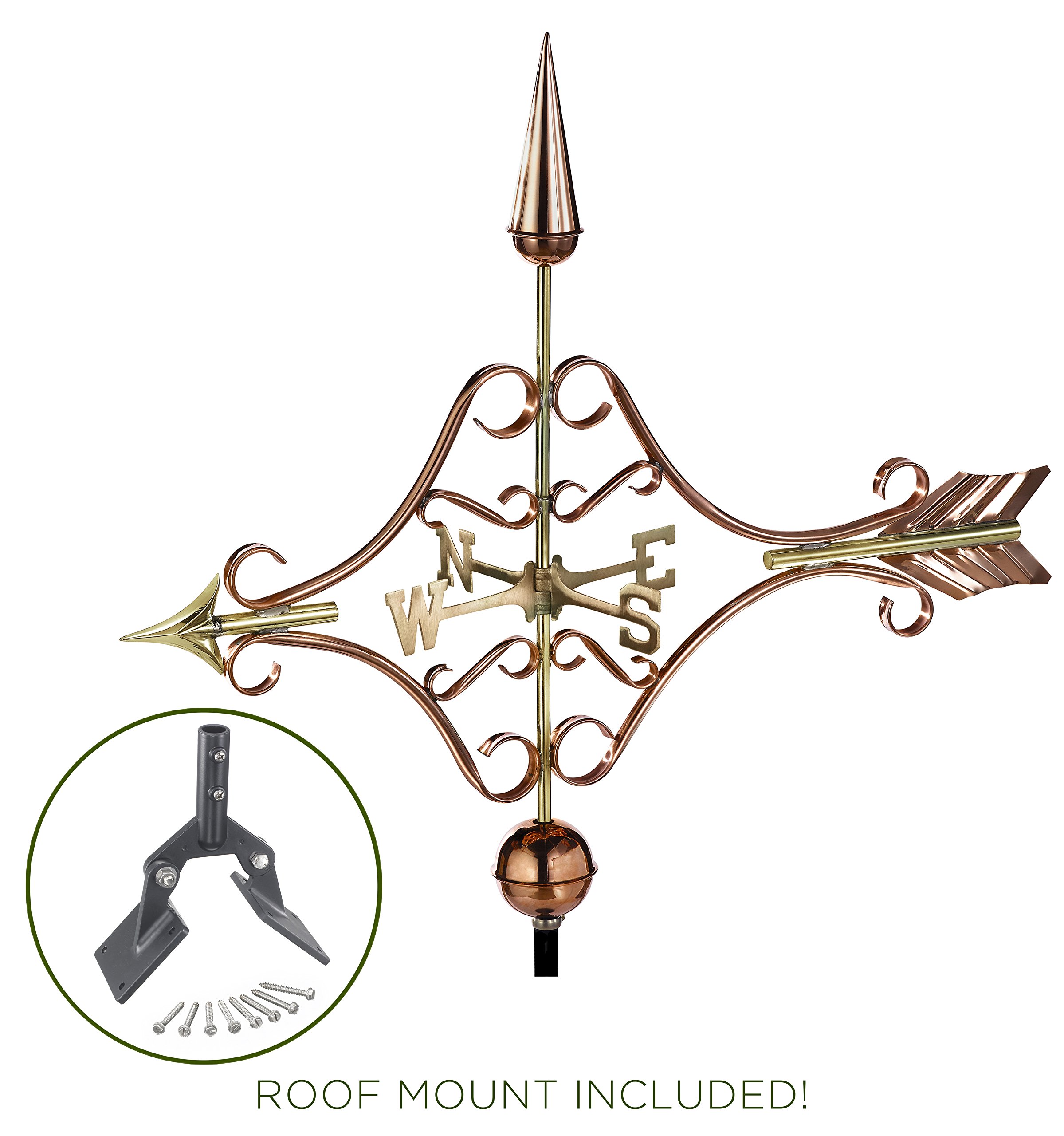 Good Directions Victorian Arrow Weathervane with Roof Mount - Pure Copper