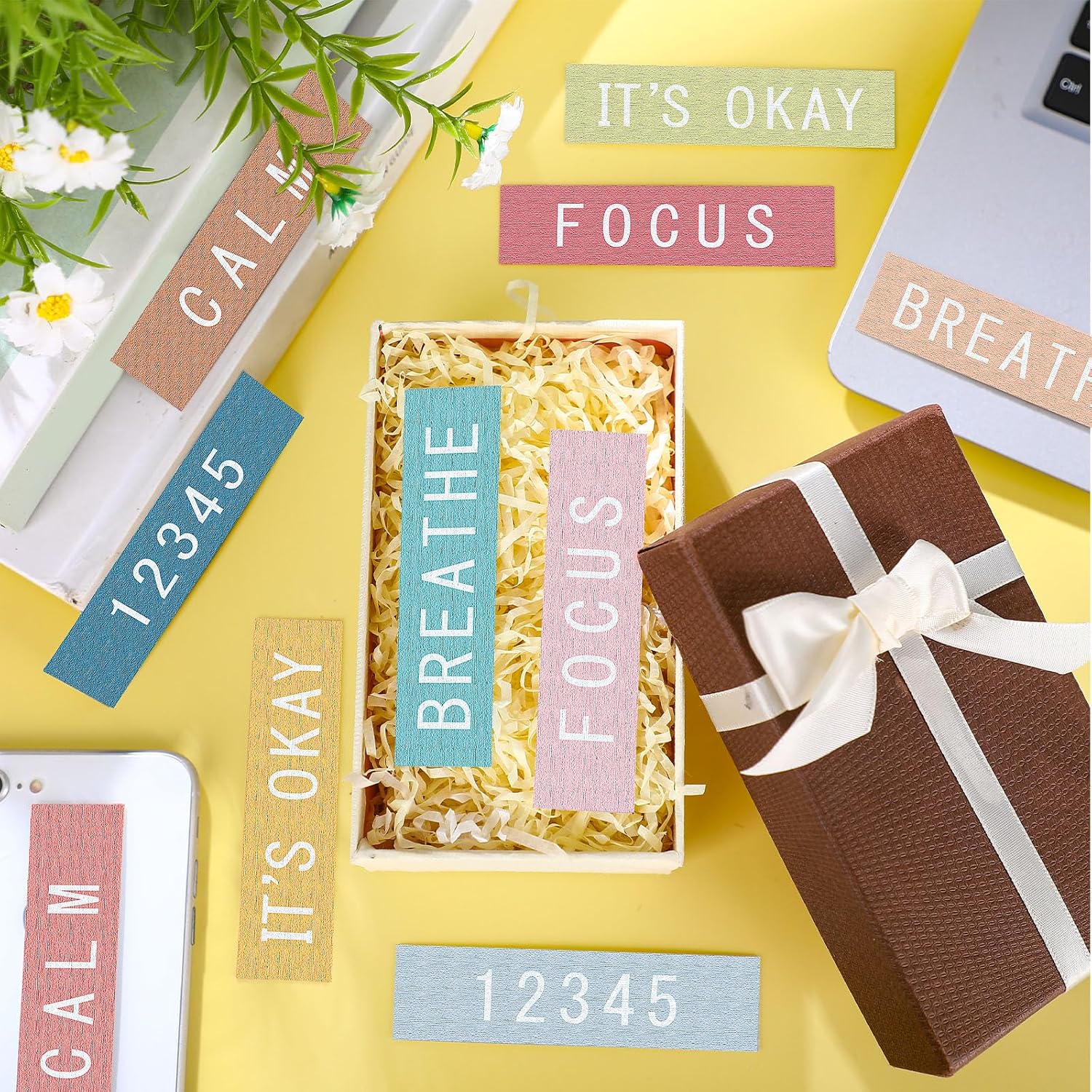 Crtiin 50 Pieces Anxiety Sensory Stickers for Anxiety Relief Calm Textured Mental Health Stickers Breathing Fidget Relief Strips for ADHD Teen Adult Office Classroom Desk Stress(Casual Style)
