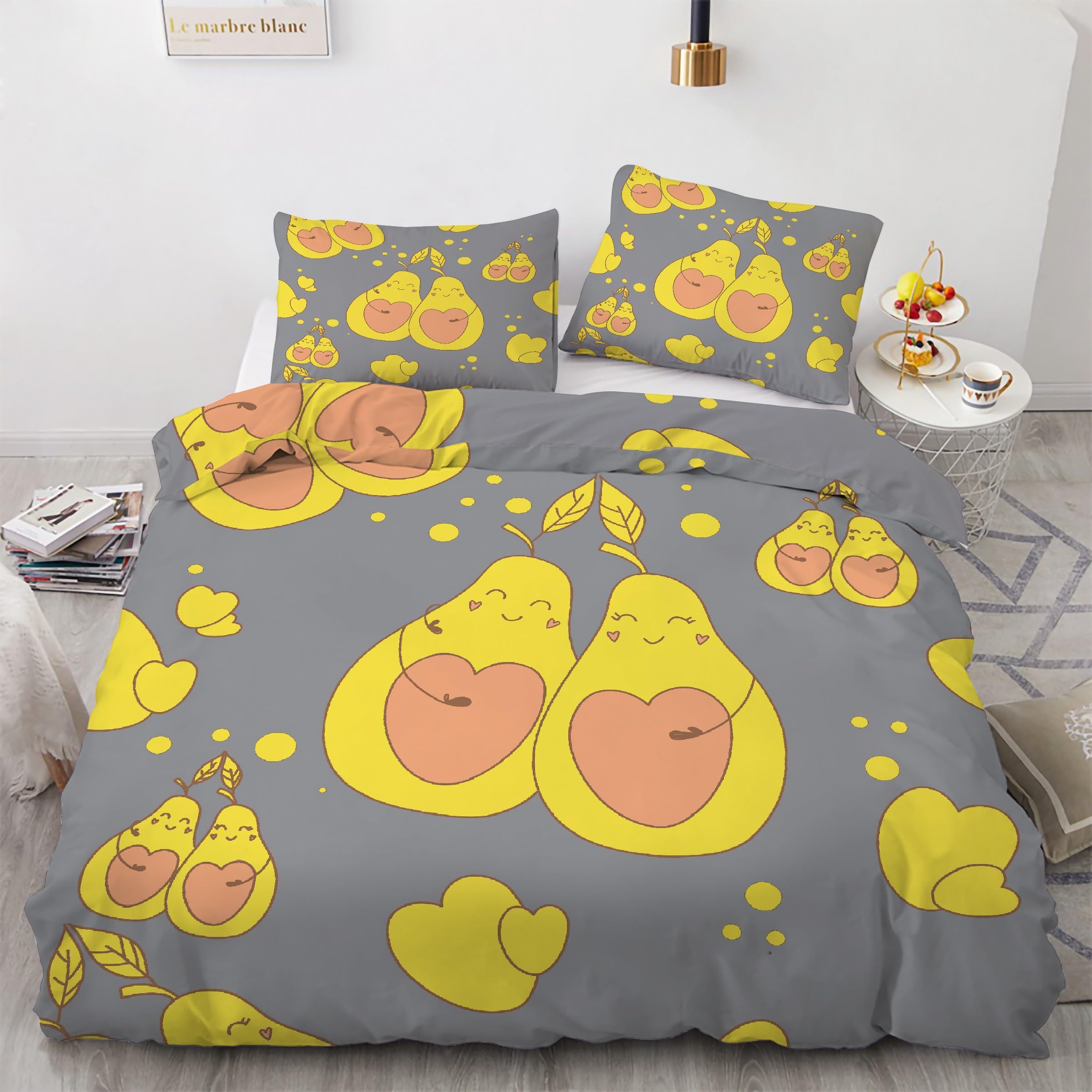 Housse de couette 200x200 microfibre douce jaune avec fermeture éclair pratique