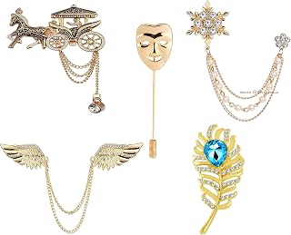 Om Jewells Men'S Indo Fashion Jewellery Combo Set Of 5 Lapel Pin Brooch Emblished With White And Blue Crystal Stones For B... Price In India