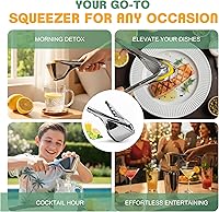 Vista 5 de Exprimidor de limón de metal resistente, exprimidor manual de cítricos para lima y naranjas pequeñas, revestimiento de esmalte resistente a