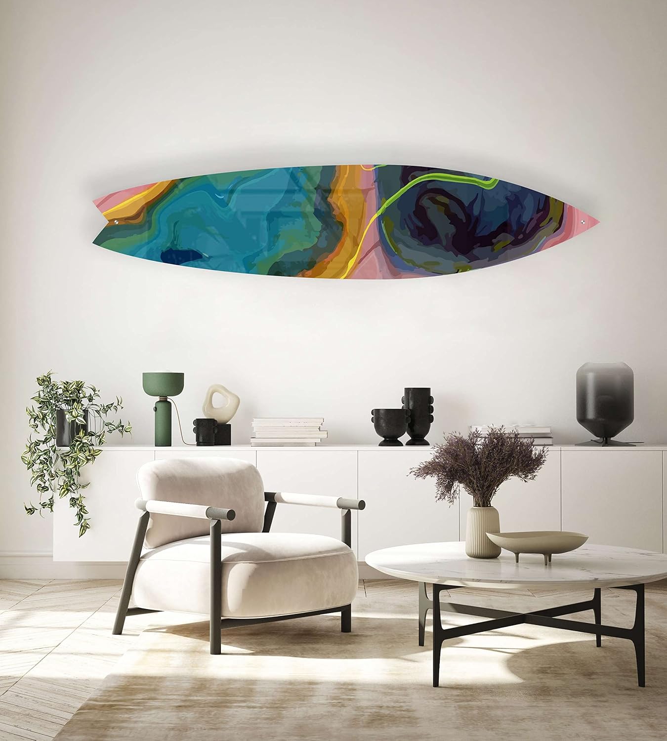 Abstract Swirl Acrylic Surfboard Wall Art Surfboard Wall