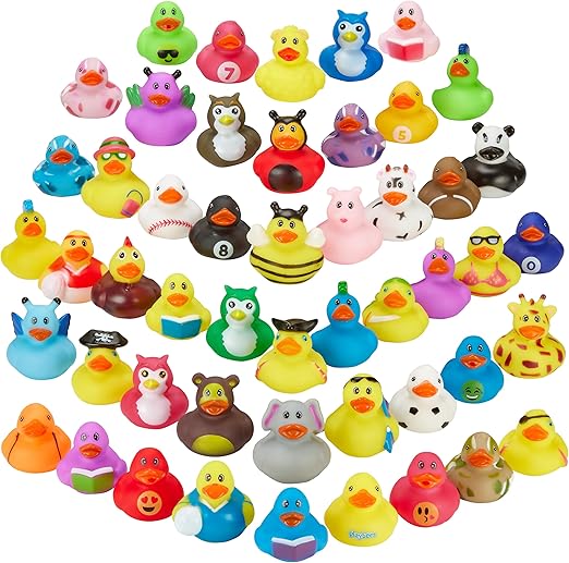Assortment Rubber Duck Toy Duckies for Kids - 25 Pack - Sensory Play, Stress Relief, Stocking Stuffers, Bath Birthday Gifts Baby Showers Classroom Incentives, Summer Beach and Pool Activity