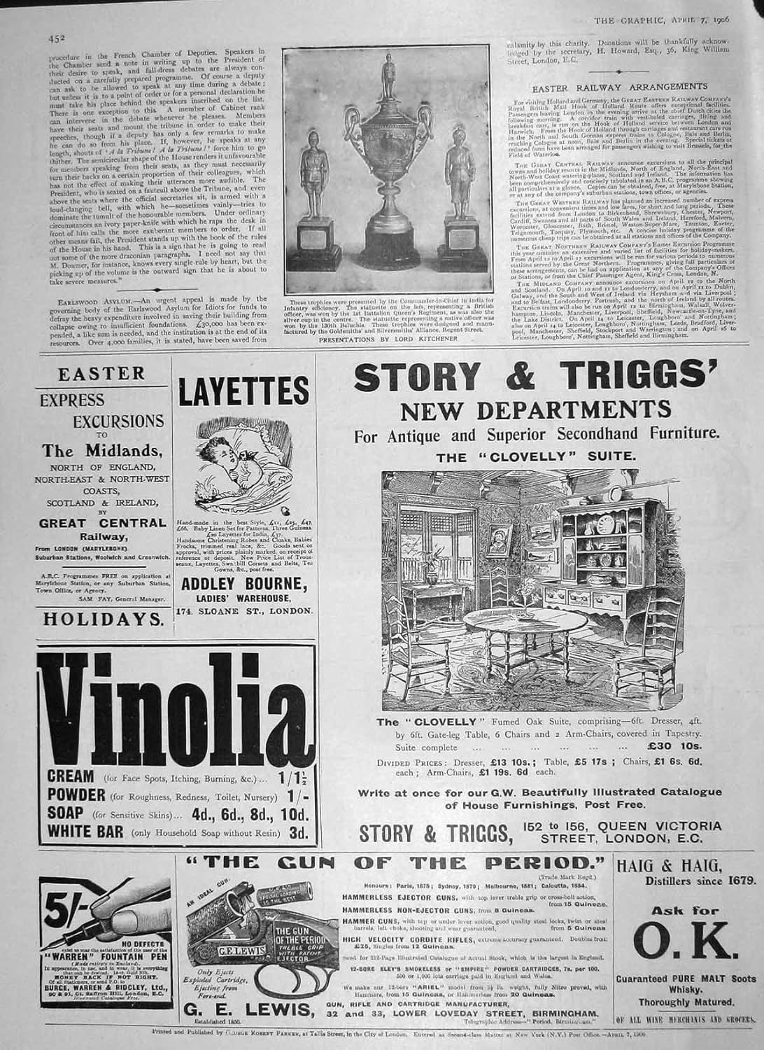 oldprint Print 1906 Trophies Lord Kitchener India Layettes