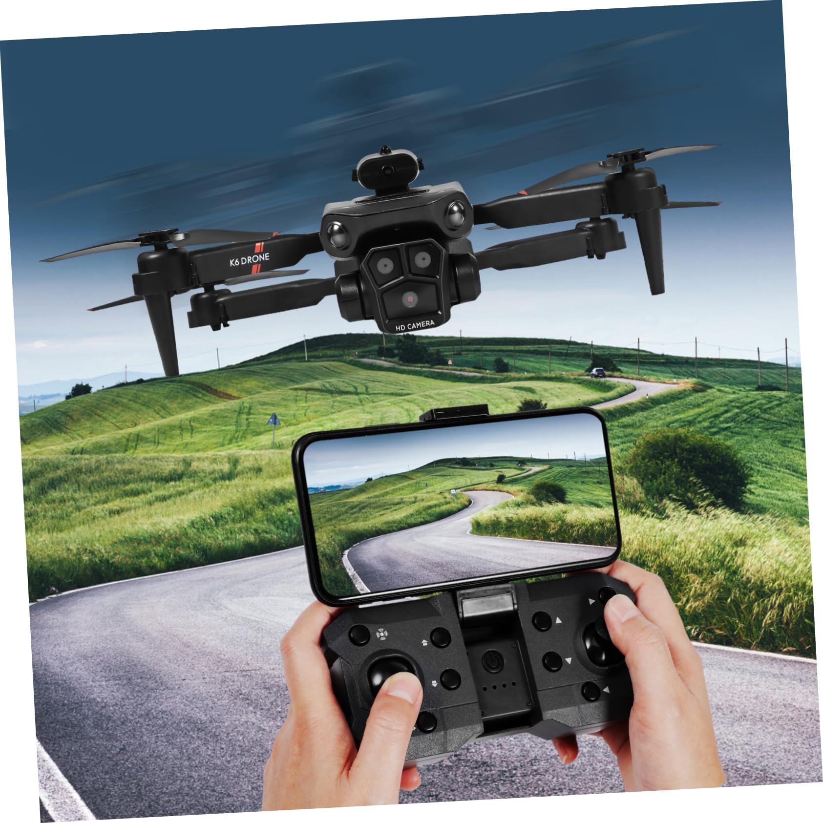 Drone Pieghevole Max con Tre Camere HD e Doppia Batteria | Sistema Anticollisione, Lente Elettrica Regolabile 150°, Abs Nero, 1800mah 3,7v