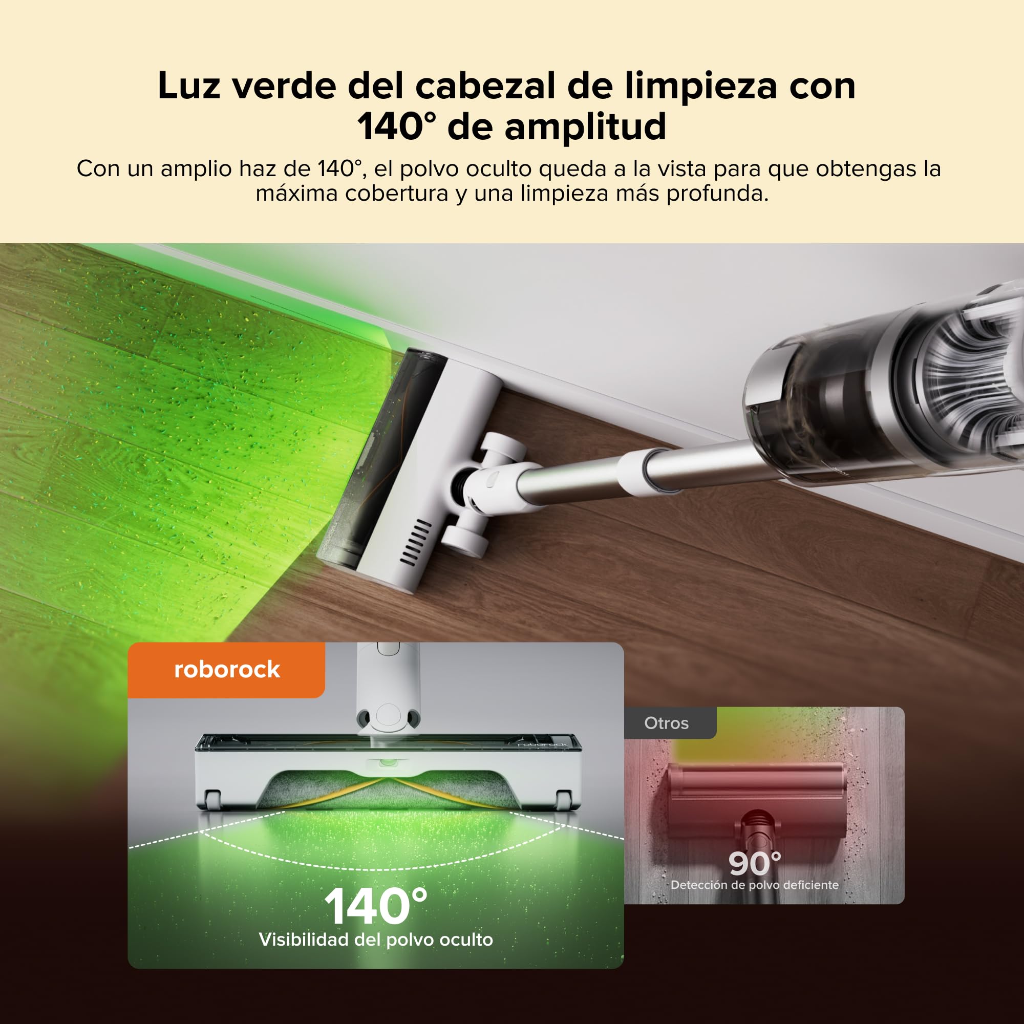 roborock H60 Hub Aspiradora Sin Cable con Base de Vaciado Automático | Batería Extraíble de hasta 60 min, 115 AW para Pelo de Mascotas, Cepillo Antienredos Multisuperficie, Luz LED Verde