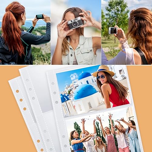 Miniatura 7 de YUXIANLB Fundas para tarjetas fotográficas para carpeta A5 de 6 anillas, paquete de 20 unidades, 80 bolsillos de 3.5 x 5 pulgadas, páginas de