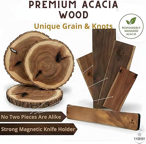 Miniatura 7 de 4 YORVOY Magnetic Knife Holder for Wall-16 inches long Kitchen Organizer- No Drilling Knife Magnetic Strip- Compact Utensil Holder- Acacia Wood