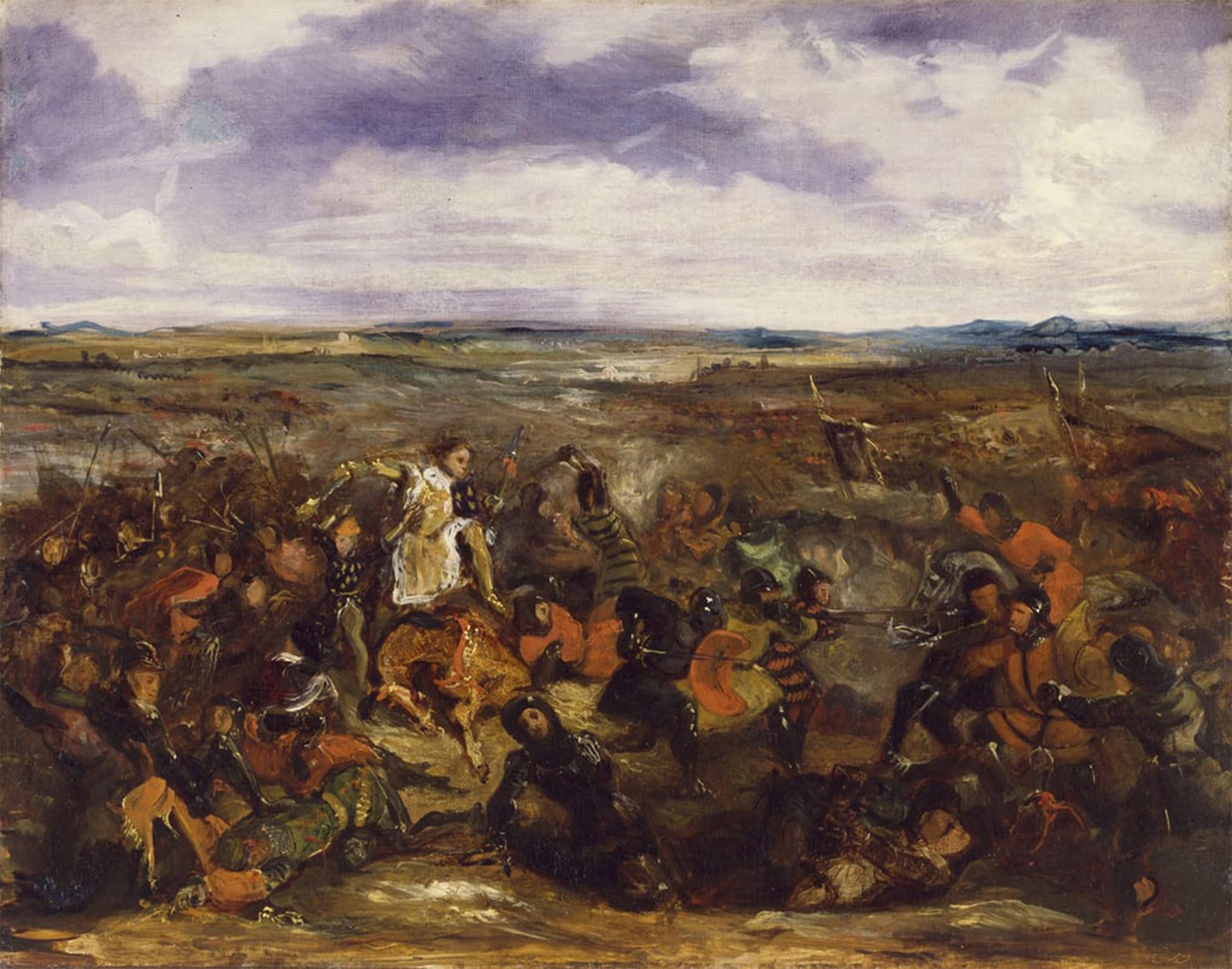 POSTERIIk Famous Animal Posters Vintage Picture for the Battle of Poitiers by Ferdinandeugene Delacroix Modern Wall Decor for Home Decor 60x90cm