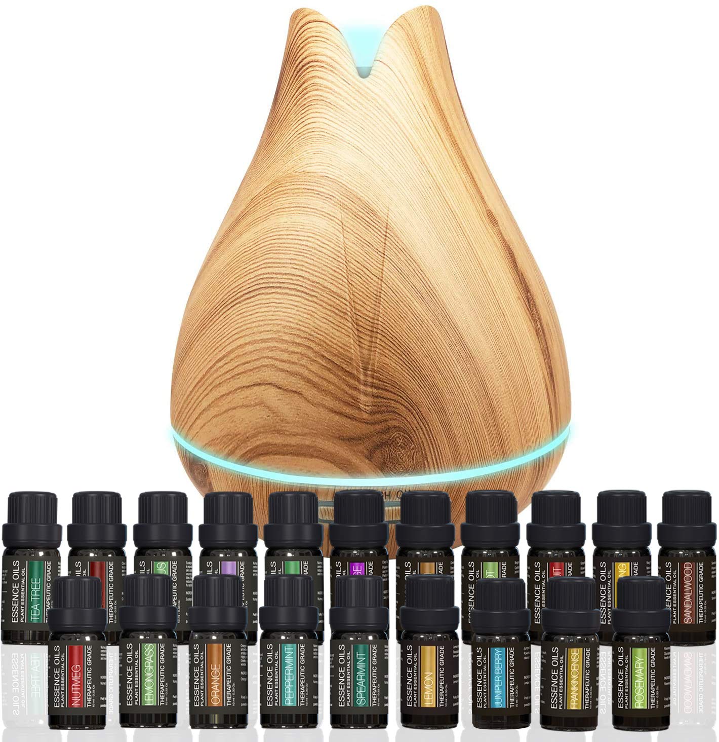 Pure Daily CareWavertree &am Aromatherapy Essential Oil Diffuser Gift Set with 4 Timer and 7 Light Settings- 400ml, 20 Plant Oils