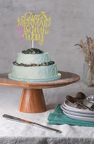 Miniatura 7 de Decoración para tartas con texto en inglés "A Little Mermaid is on the Way", decoración de fiesta de baby shower, bajo el mar, bienvenida a la niña,